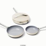 Caraway batterie de cuisine crème trio de poêles à frire T6TFV1