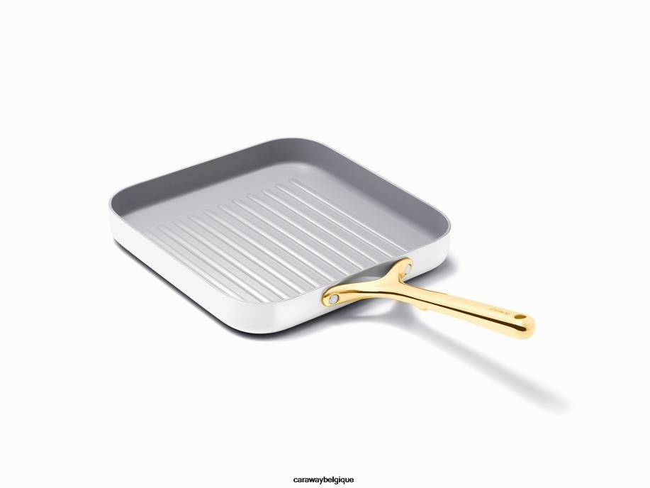 Caraway batterie de cuisine blanc poêle à griller carrée T6TFV80