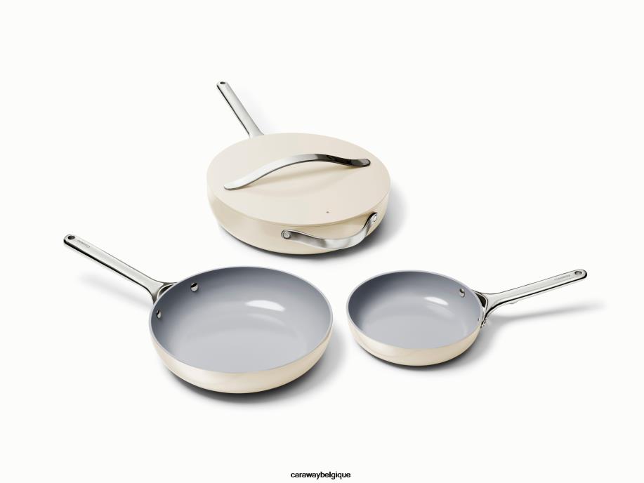 Caraway batterie de cuisine crème trio de poêles à frire T6TFV1