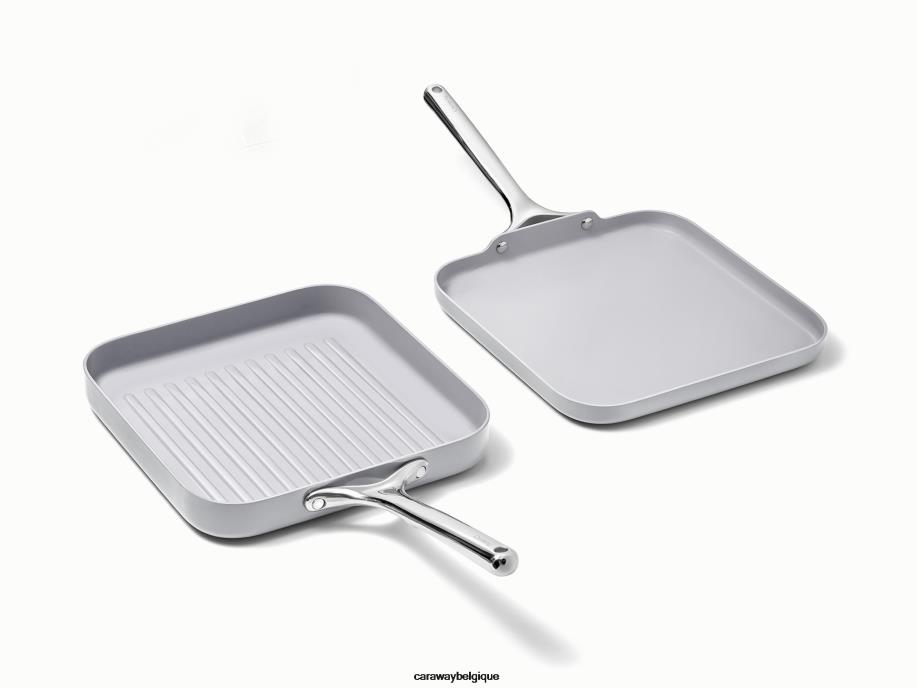 Caraway batterie de cuisine gris duo de poêles carrées T6TFV59