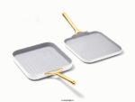 Caraway batterie de cuisine blanc duo de poêles carrées T6TFV64
