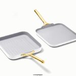 Caraway batterie de cuisine blanc duo de poêles carrées T6TFV64