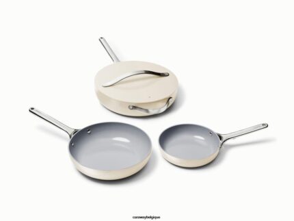 Caraway batterie de cuisine crème trio de poêles à frire T6TFV1