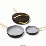 Caraway batterie de cuisine noir trio de poêles à frire T6TFV7
